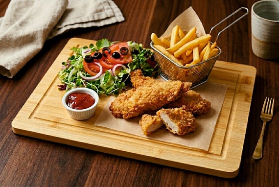 Nuggetsy z kurczaka / Filet z kurczaka, frytki, mix sałat